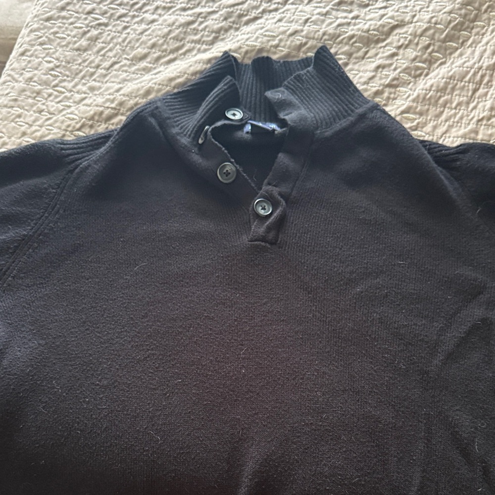 GAP Black Ribbed Button-Up Cardigan